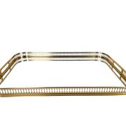 Hollywood Regency tray - brass - glass - Italy - 3rd quarter 20th century
