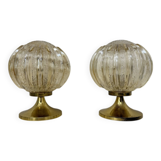 Ensemble de 2 lampes de table en verre Wortmann & Filz, milieu du siècle, années 1970