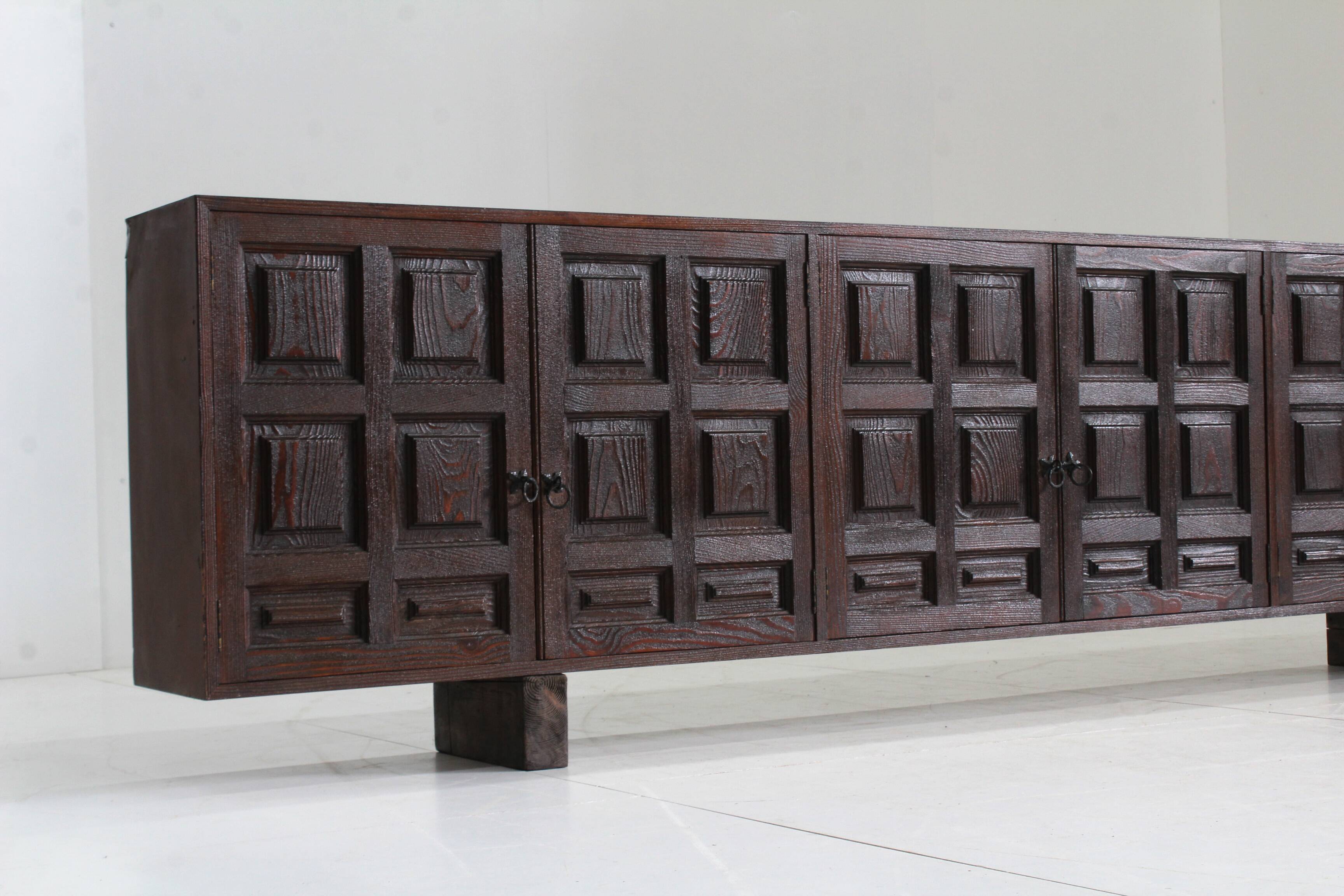 Vintage large Spanish brutalist sideboard 1970s