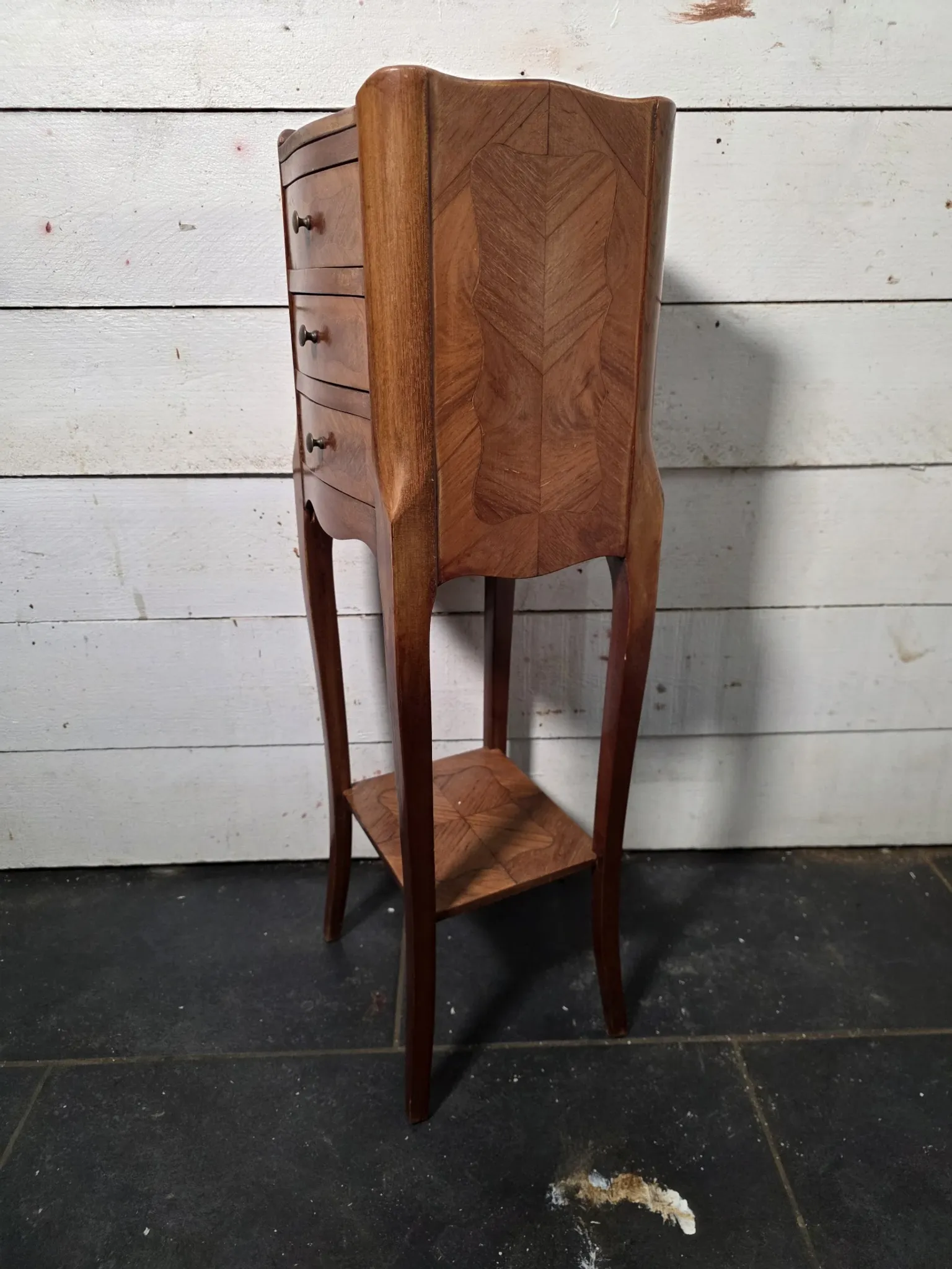 Louis XV style bedside table in marquetry