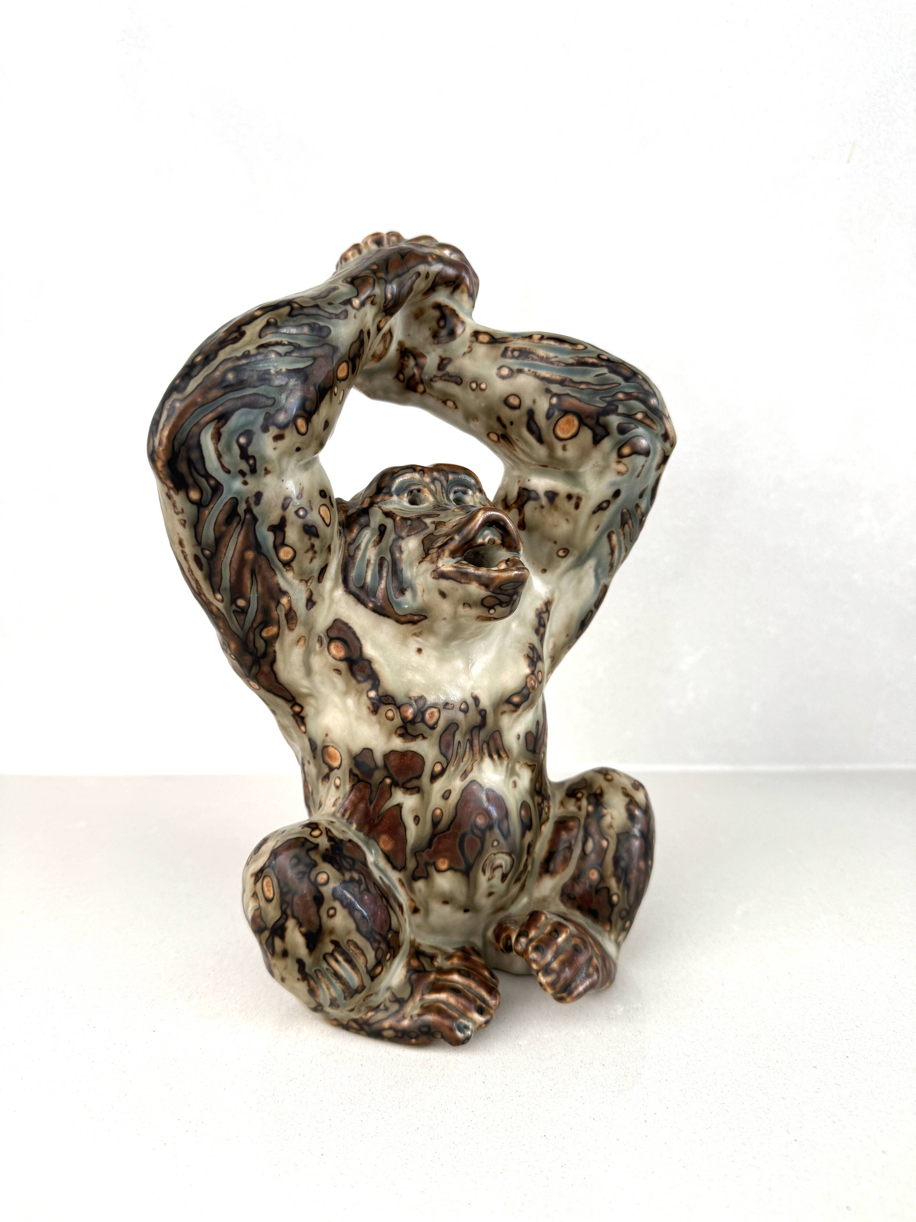 Knud Kjhn stoneware monkey, Royal Copenhagen, 1940s
