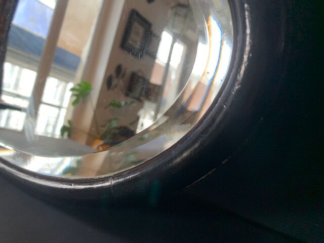 Old oval mirror 30s black wood