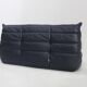 Vintage Togo Ligne Roset 2 seater sofa blue leather by Michel Ducaroy 1990s