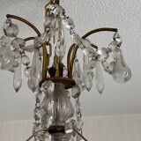 Lustre 6 feux à pampilles Louis XVI en cristal,  XVIIIème