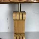 Midcentury Italian sculptural large table lamp with wood veneer shade