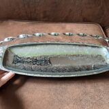 Large rectangular original silver metal dish
