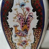 Hexagonal Chinese Vase. Imari style. Peacock/peacock and floral patterns. High 36 cm