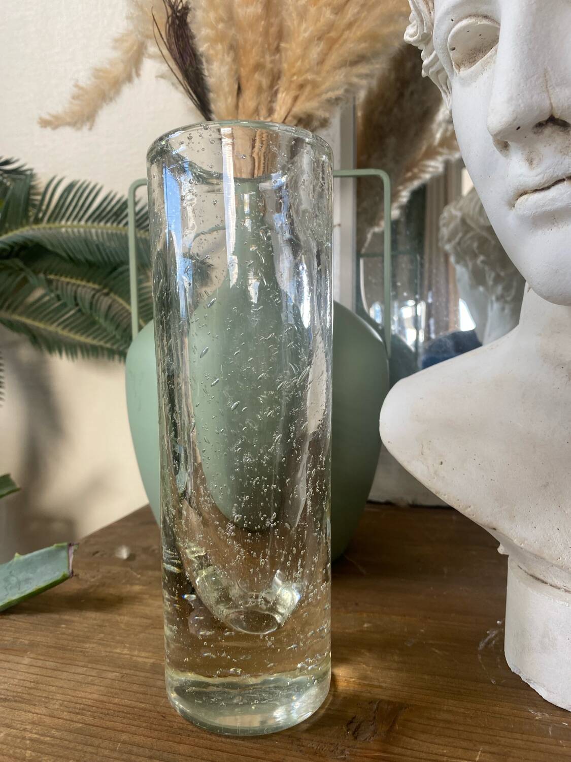 Vintage bubbled glass vase, 1970