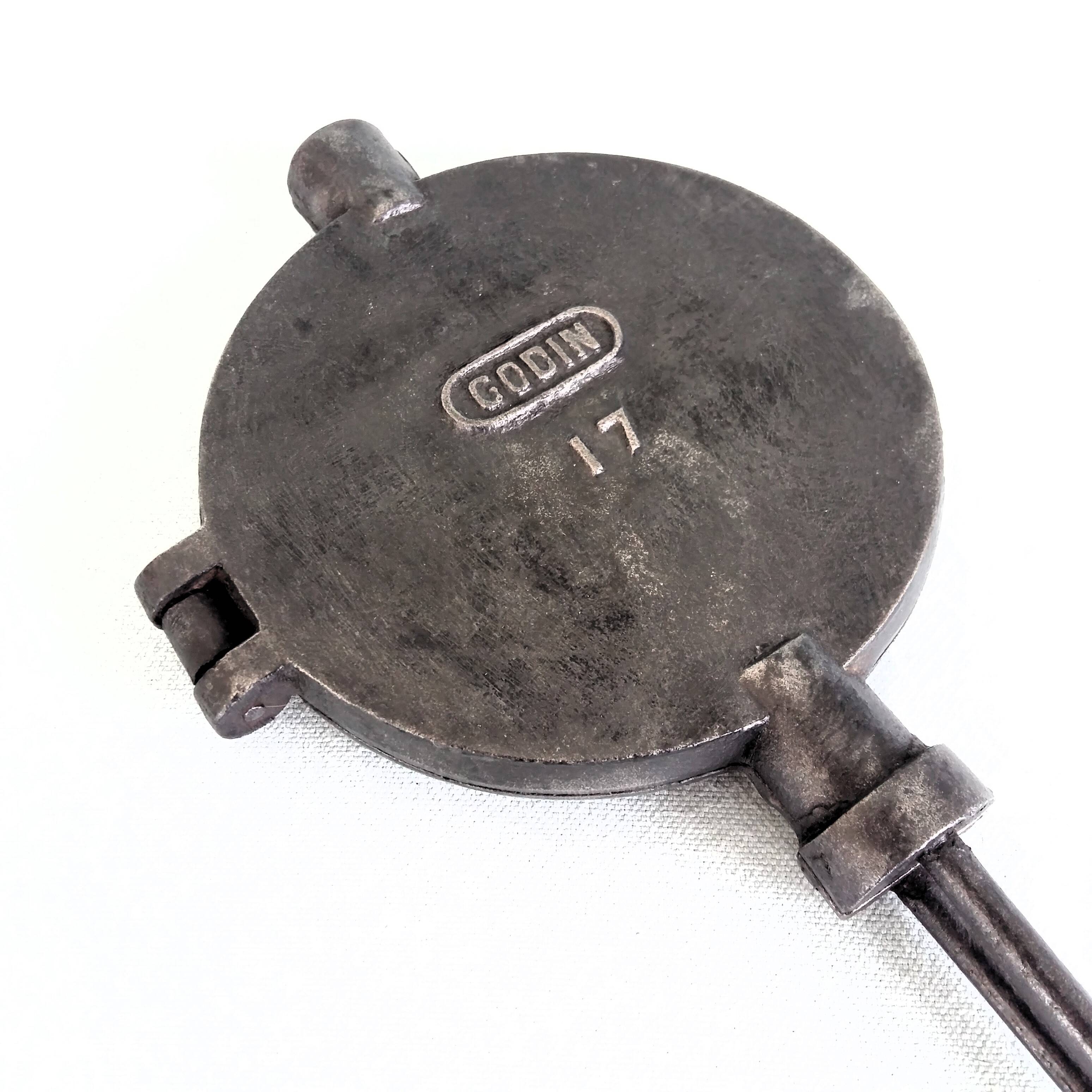 Antique Waffle Iron. French Godin Waffle Maker. Cast Iron Waffle Pan.
