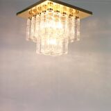 Crystal glass chandelier in brass by Limburg, Germany, 1960s