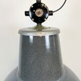Large Grey Enamel Industrial Factory Lamp from Elektrosvit, 1960s