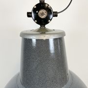Large Grey Enamel Industrial Factory Lamp from Elektrosvit, 1960s