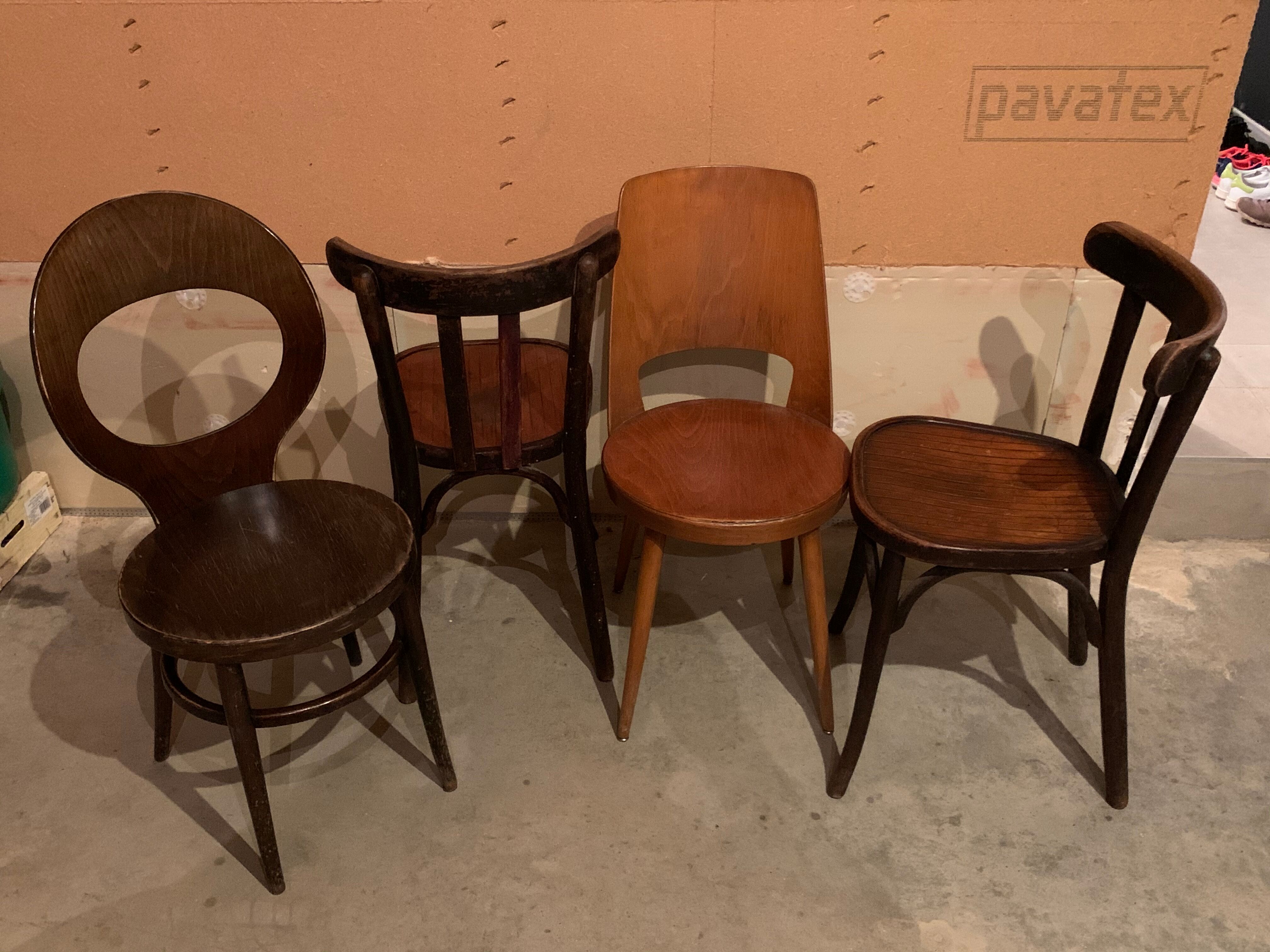 Lot of mismatched bistro chairs