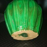 Green ceramic vase with a moist effect around 1930