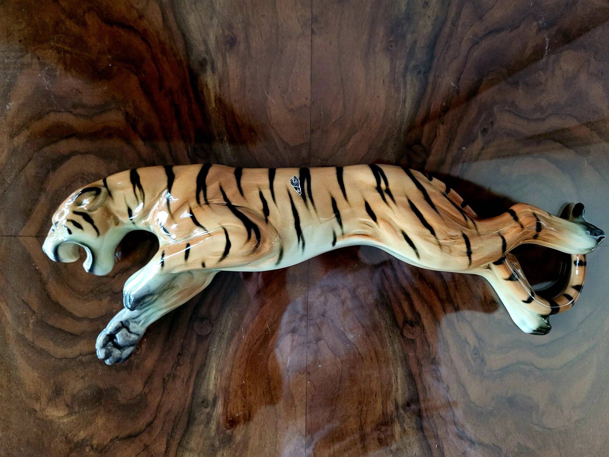 Ceramic tiger from Cortendorf, Julius Griesbach S., Germany 1960