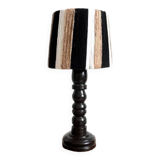 Vintage wooden, rope and wool lamp