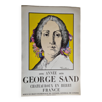 Affiche d'exposition "George Sand", lithographie d'après Jean Trousselle, 1976