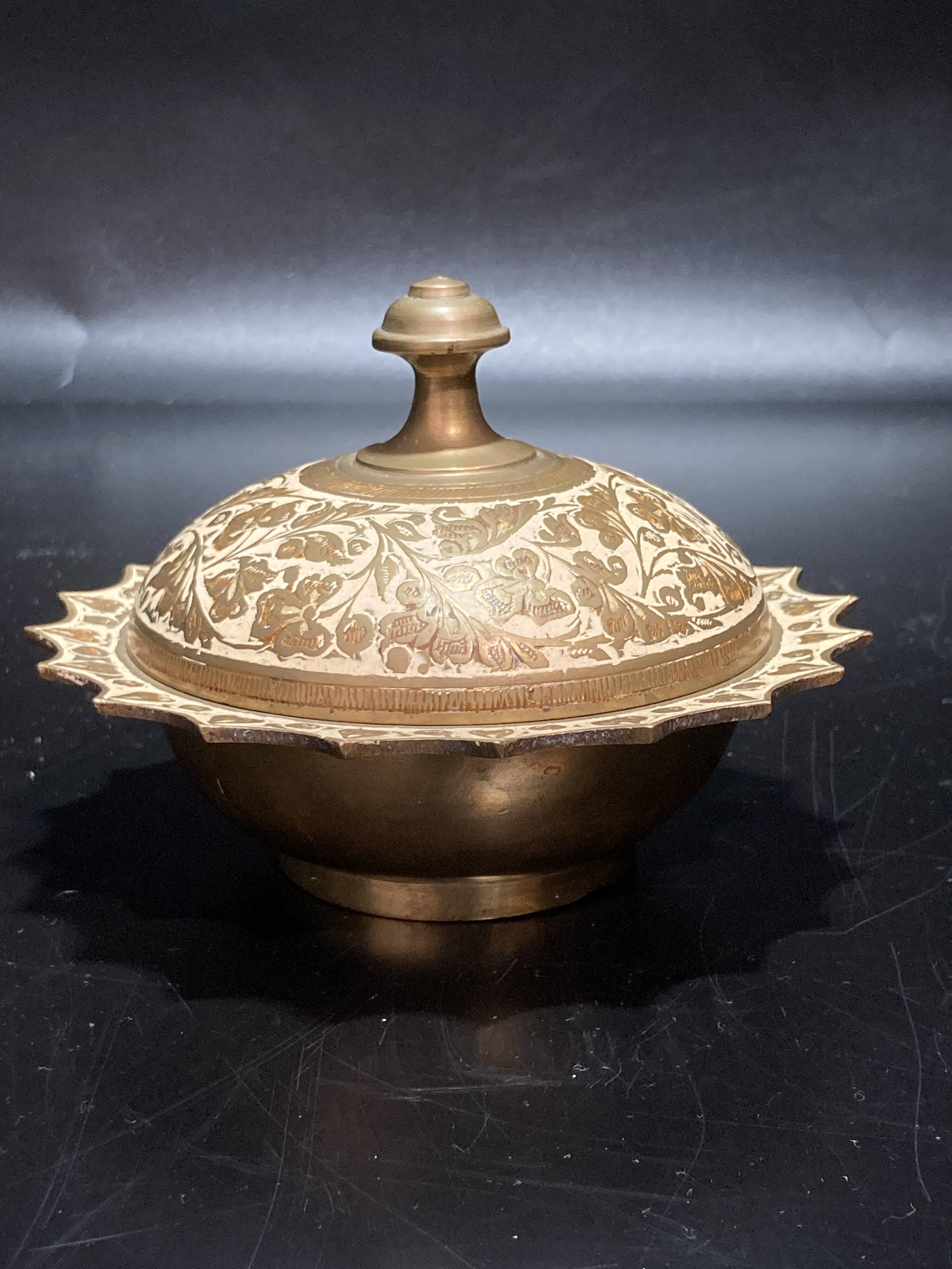 Metal lidded pot made in India