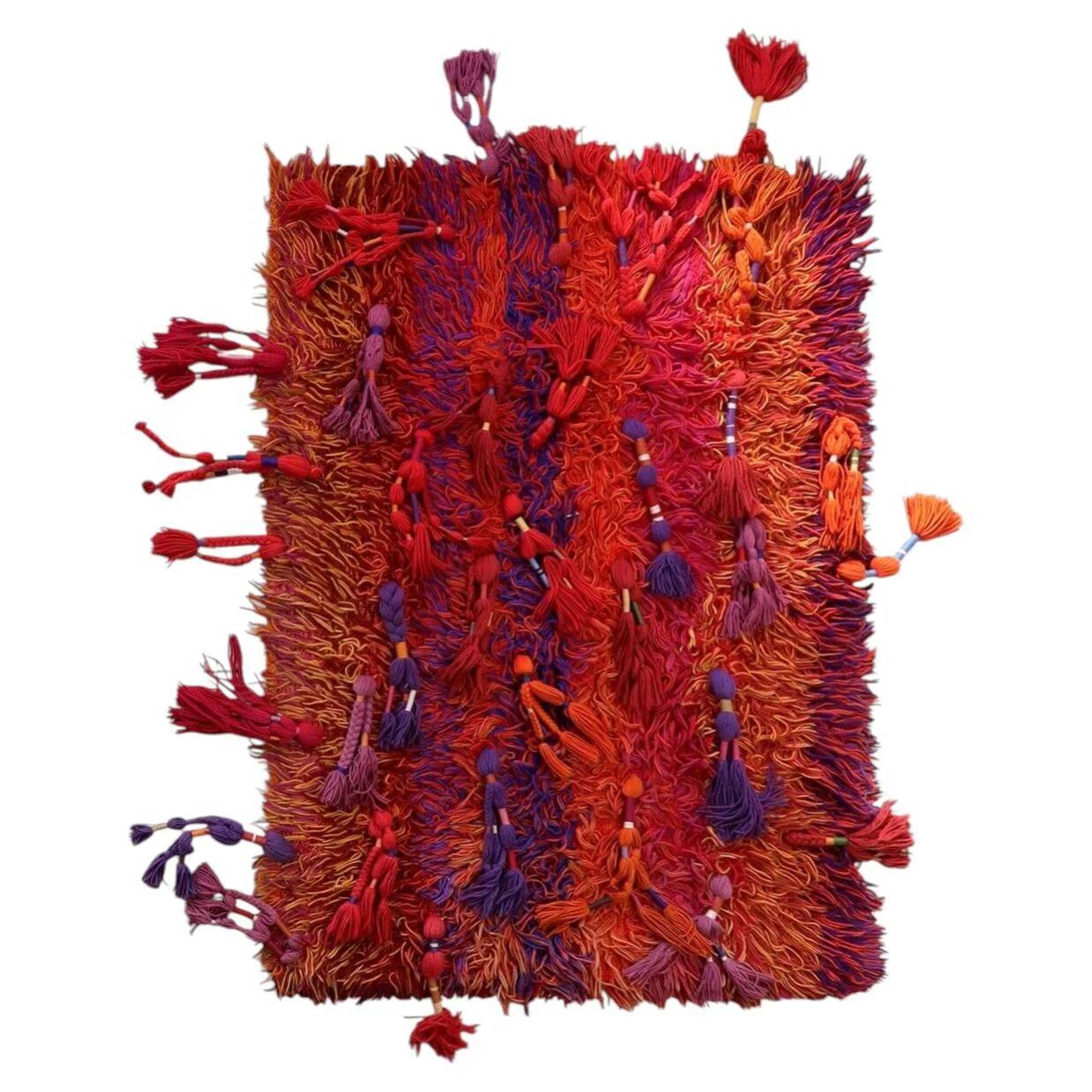 Vintage Swedish Rya rug, abstract colour field “Sunset”, c. 1960s — 150 × 220 cm — 1C1282