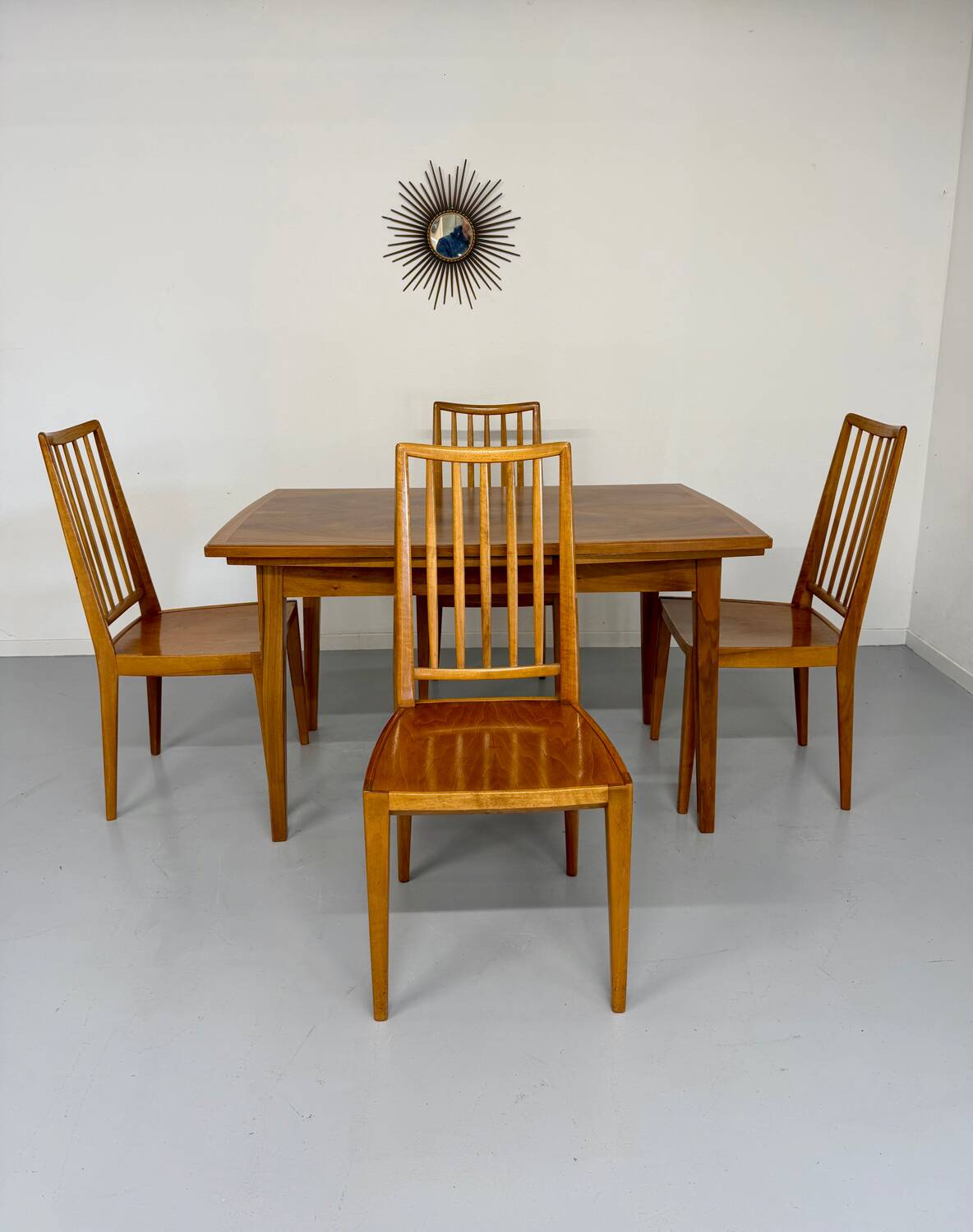 Lot de 6 chaises en hêtre massif vintage bois bicolore design annee 60