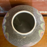 Antique Polychrome Ceramic Ball Vase Made in France Vintage