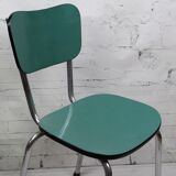 Chaise en formica bleu vert turquoise