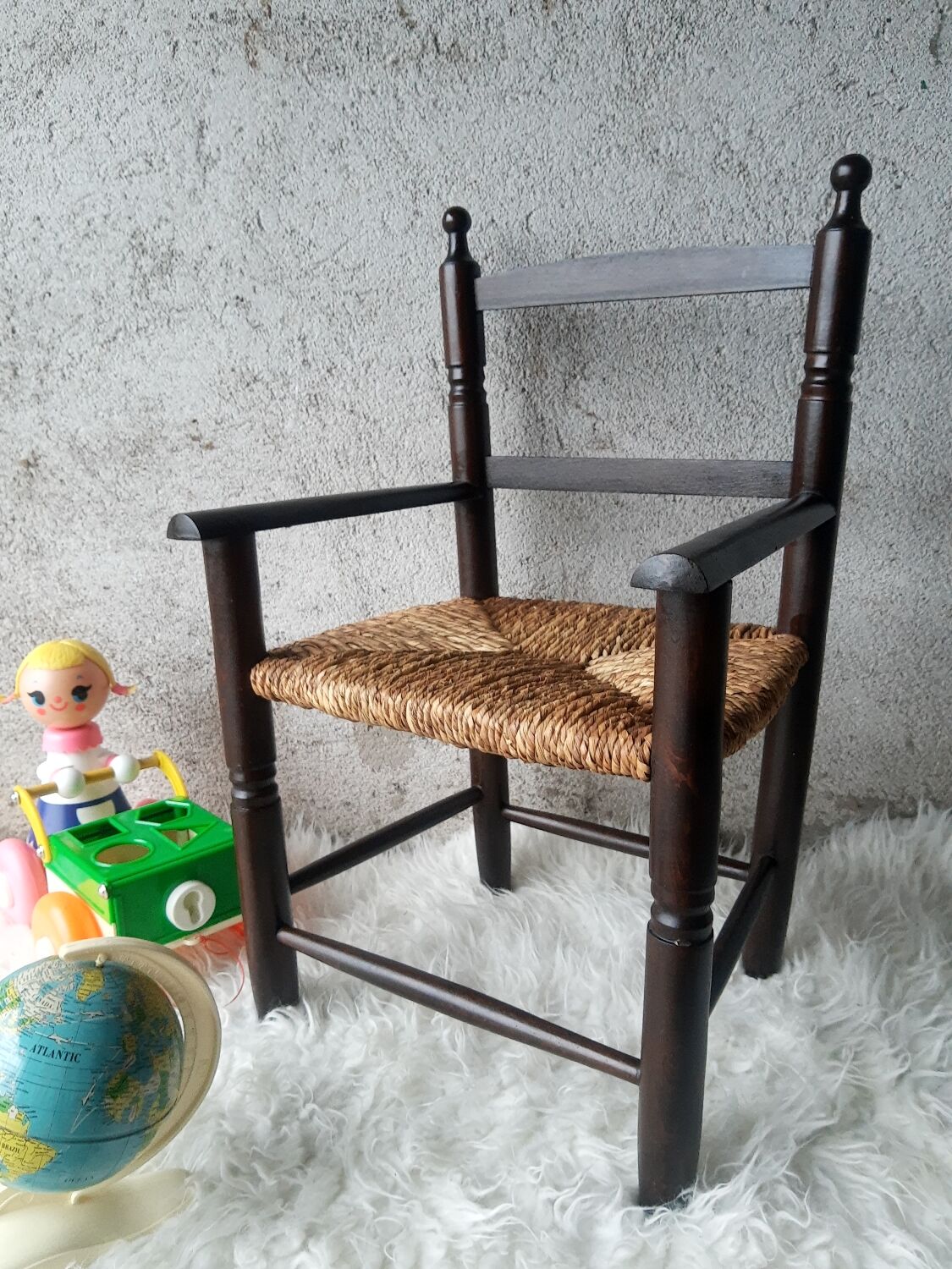 Antique armchair mulched vintage child