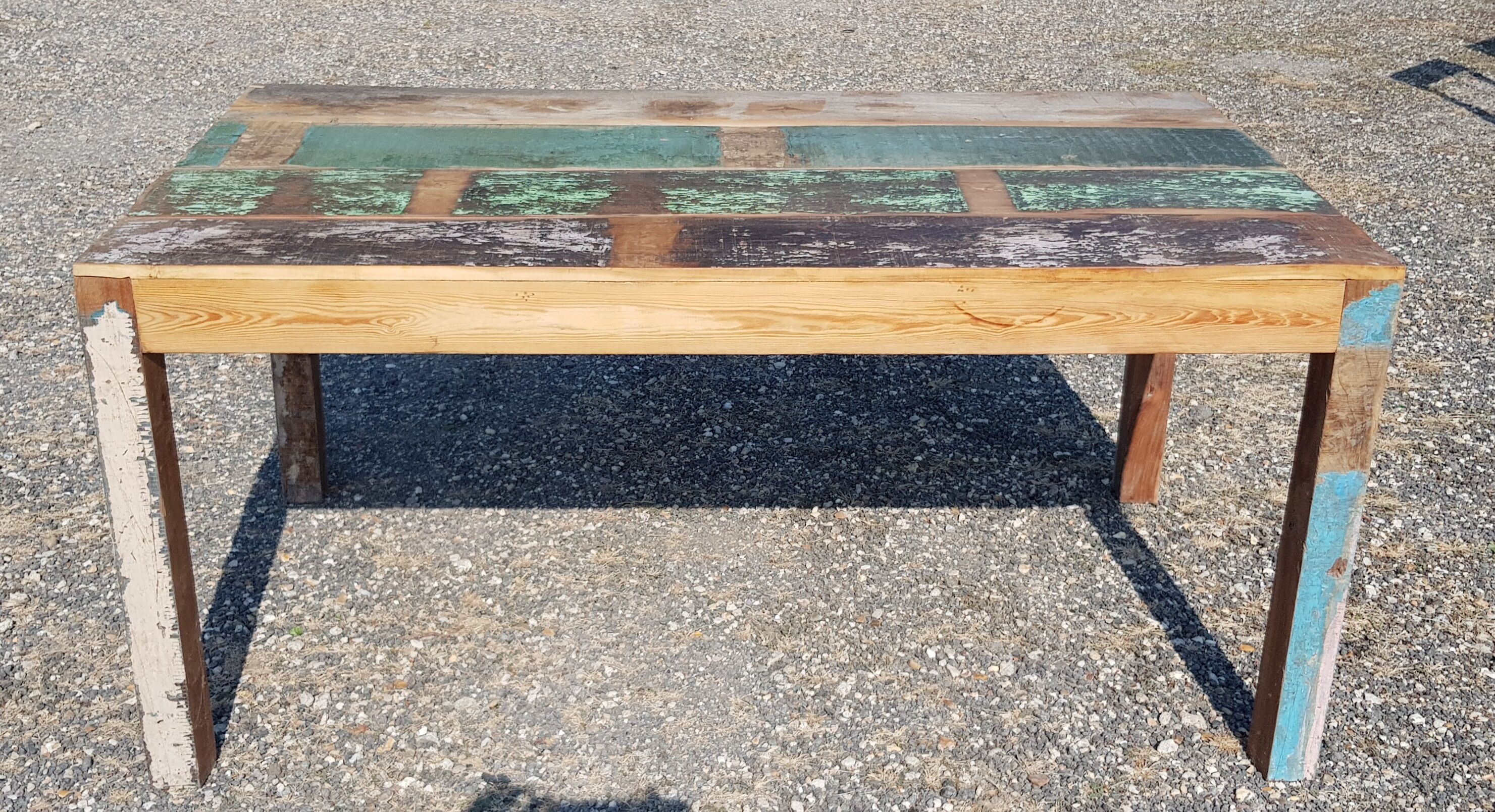 Table à manger rectangulaire en teck polychrome