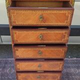 Louis XV style chest of drawers in noble wood marquetry – Marble top –