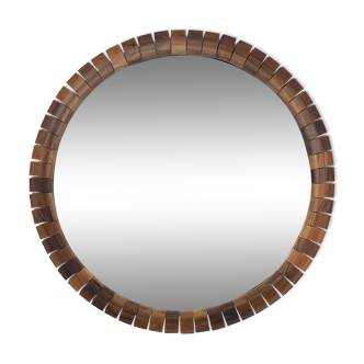 Teak rosewood Danish cube mirror, 1960s, 40 cm