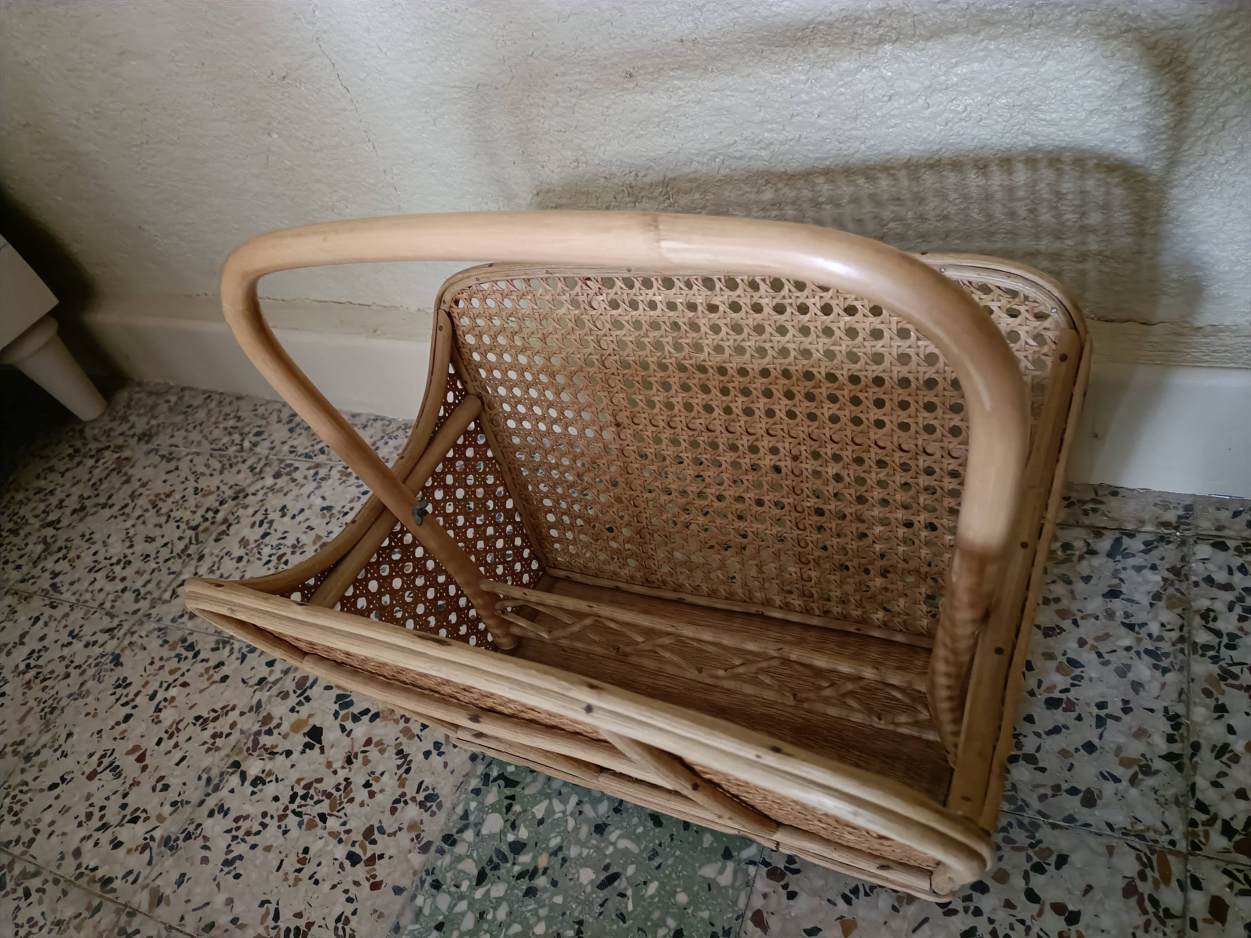Caned magazine rack