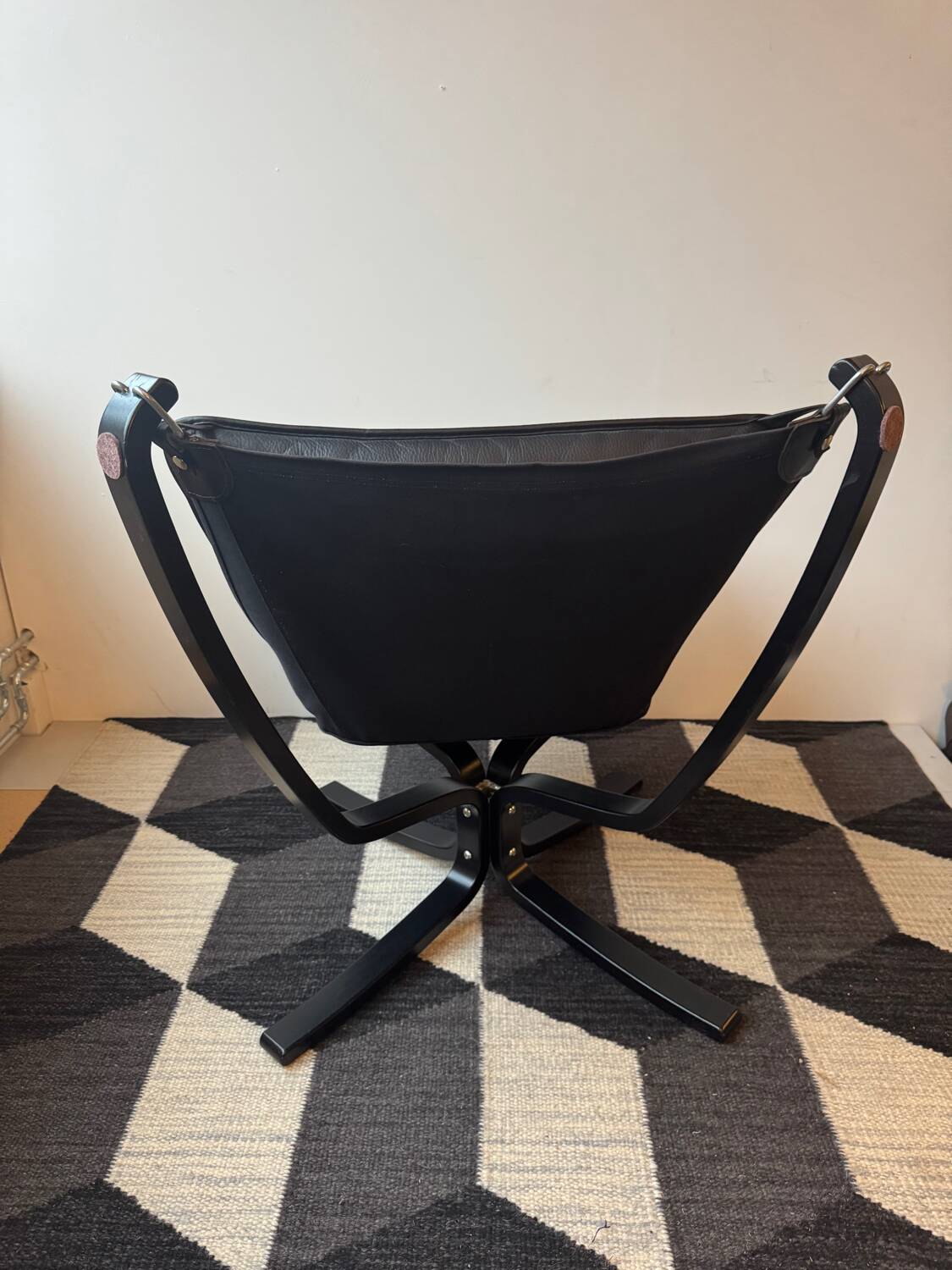 "Lounge chair 'Falcon' in black leather by Sigurd Ressel, Norway"