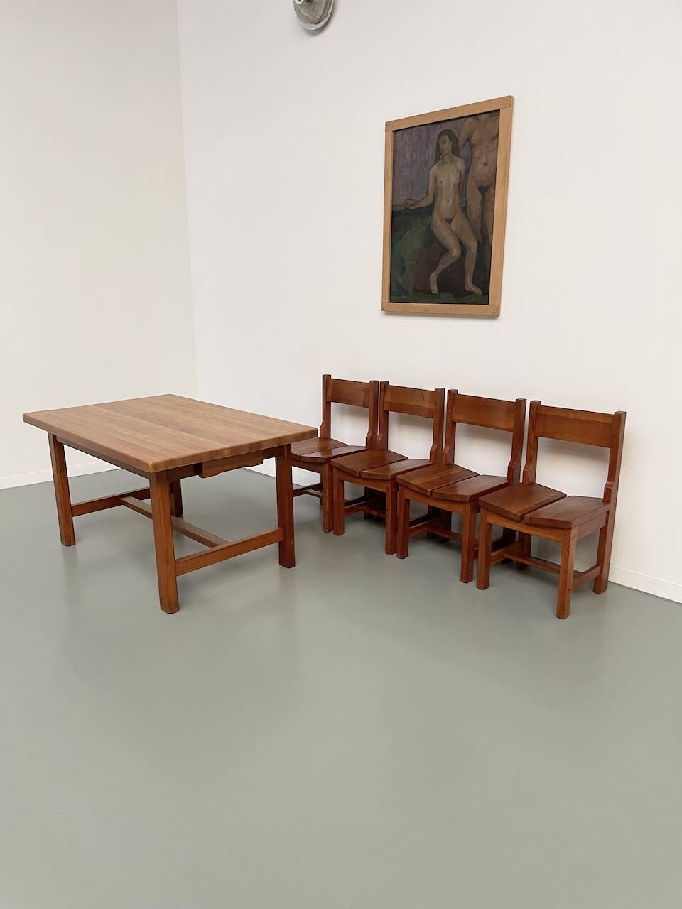 Set of table and 4 chairs, 60s mountain furniture