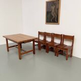 Set of table and 4 chairs, 60s mountain furniture