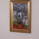Original Swedish oil on canvas – “Winter Cyclamen” by Majken Bergvin (1922–2012) – 1965 – vintage & framed – 62 × 43 cm