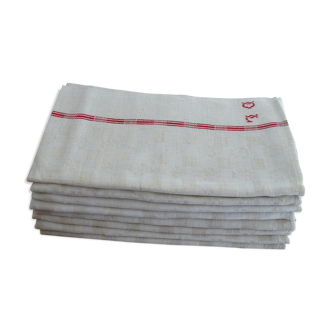 Lot of 7 flax flax towels monogrammed monogrammed DL