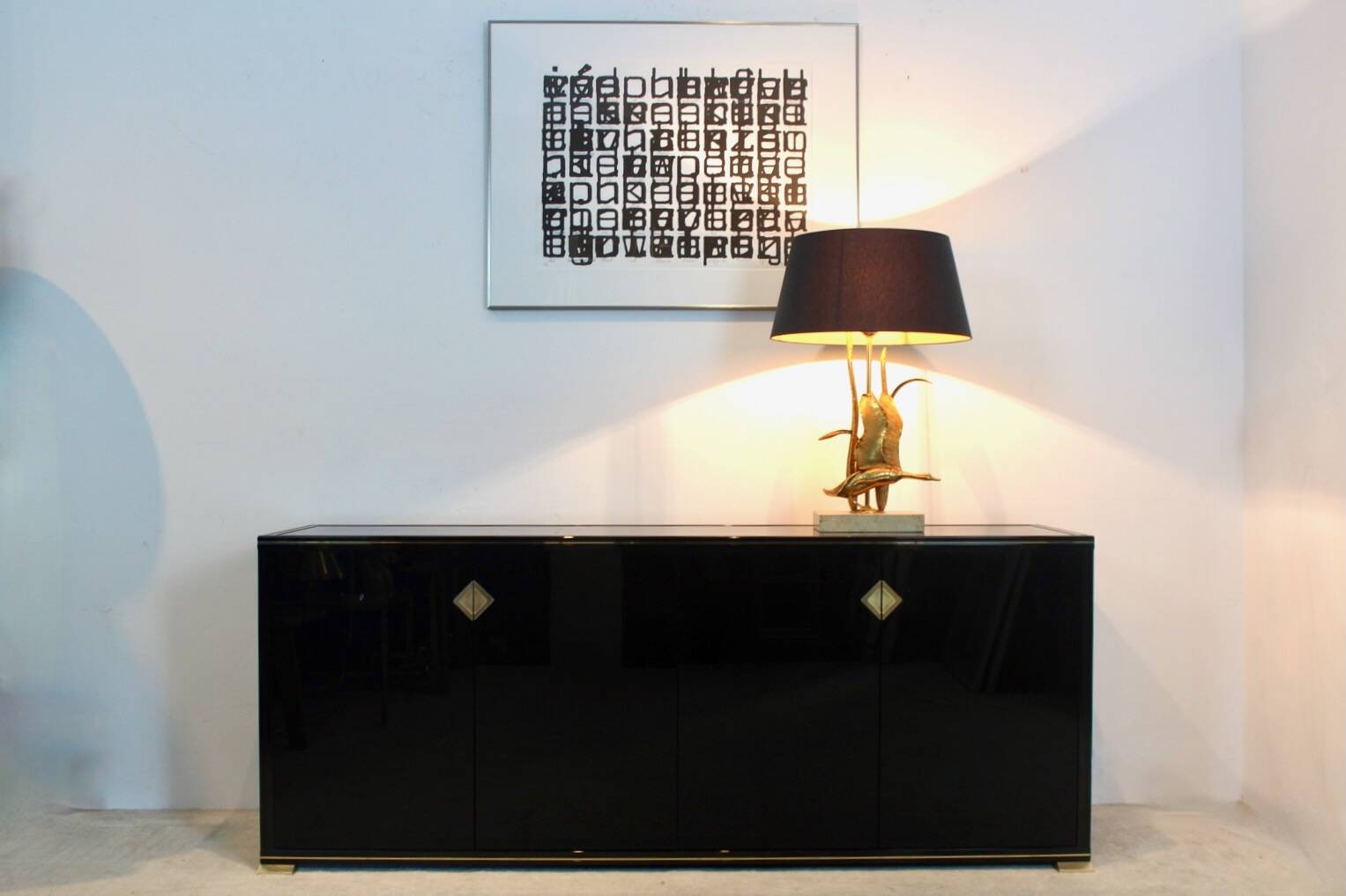 Pierre Vandel Paris Black Lacquered French Sideboard