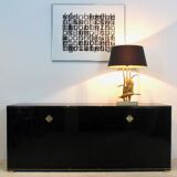 Pierre Vandel Paris Black Lacquered French Sideboard