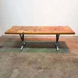 Table basse moderne du milieu du siècle sur la base chromée années 1960