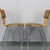 1970s Set of Four Plywood Chairs with Fabric Upholstery , Germany