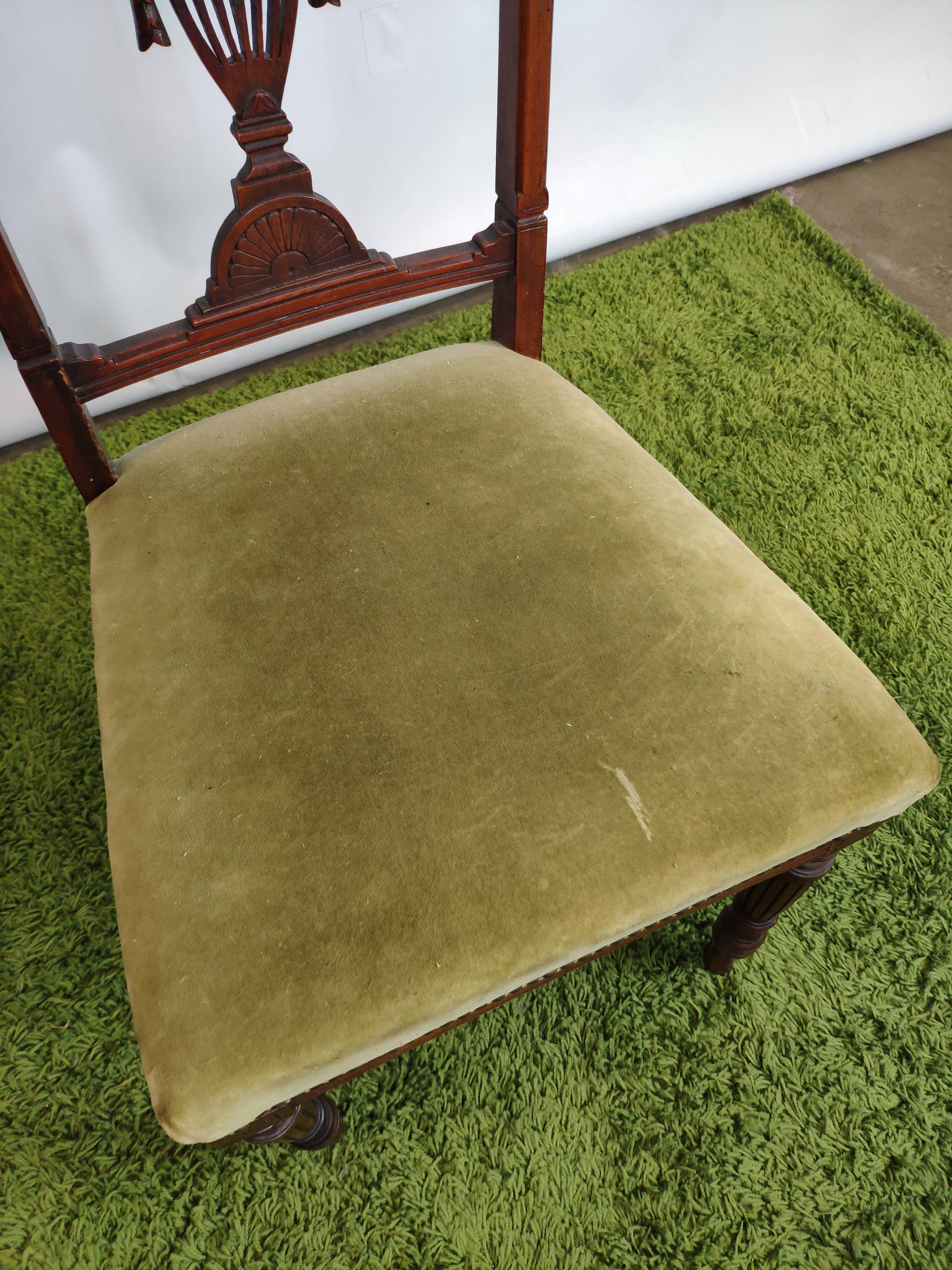 Set de 3 chaises anglaises velours vert