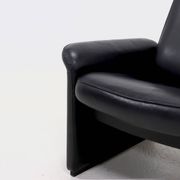 Fauteuil de salon DS50 en cuir noir par De Sede Suisse années 1980