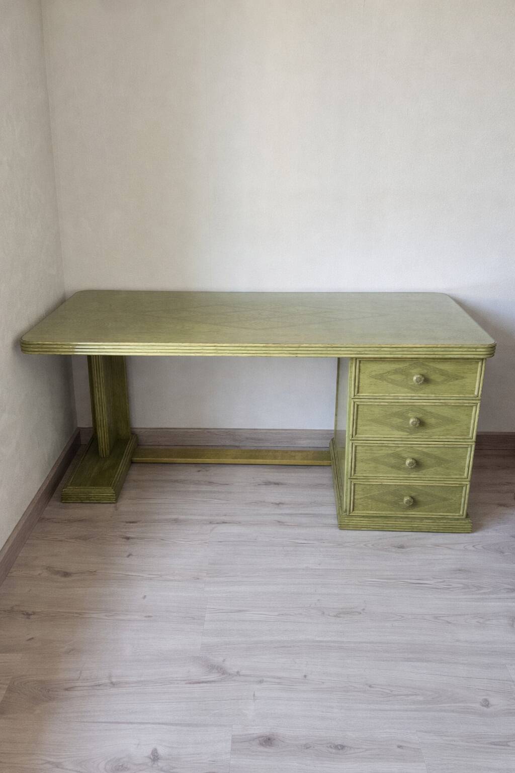 Vintage Maugrion desk in solid wood from the 1980s.