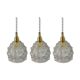 Set of three new electrified chiseled glass suspensions