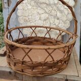 Vintage basket made of wood and rattan
