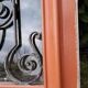 Window frame 179x88cm walnut oak wrought iron grille opening glass panel