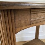 Console, Vintage side table with a drawer and a low shelf in solid wood