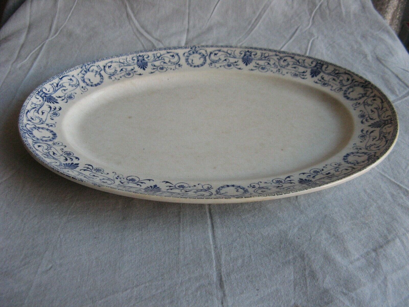Oval plate service earthenware Creil Montereau décor Marie Louise