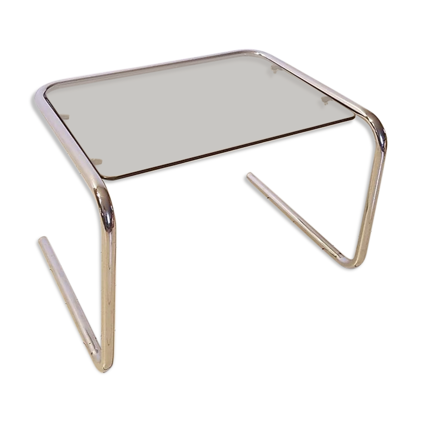 Smoked glass and chrome metal sofa tip
