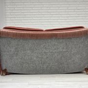 1970s, Danish 2-seater sofa, salmon pink furniture velour, beech wood.
